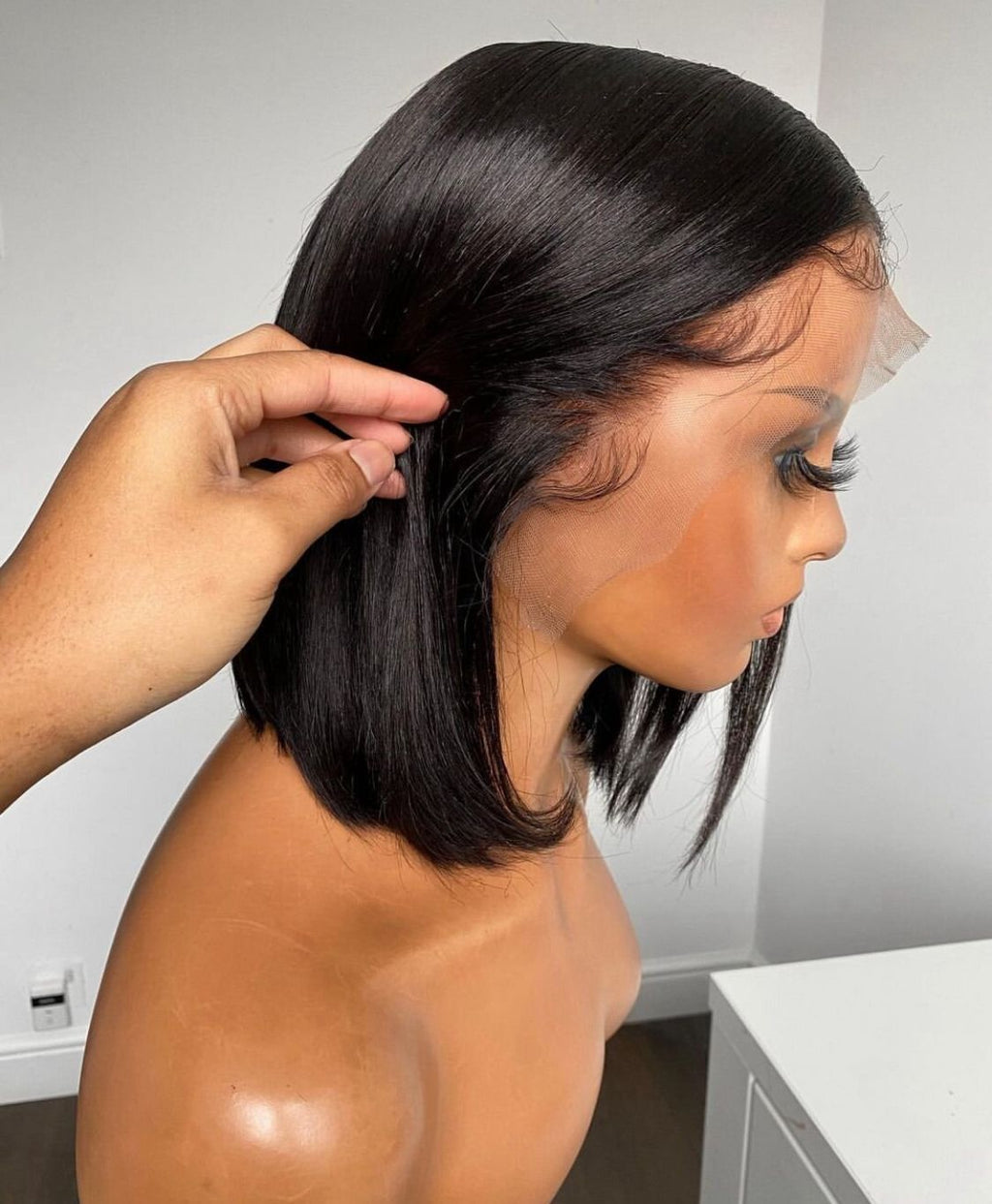 Jet black 5x5 bob Lace Frontal wig