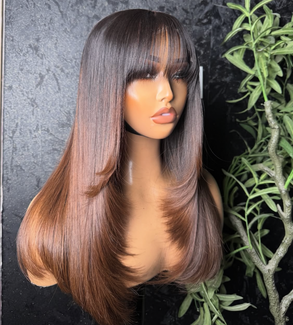 Brown curly bussdown 5x5 Lace Frontal wig