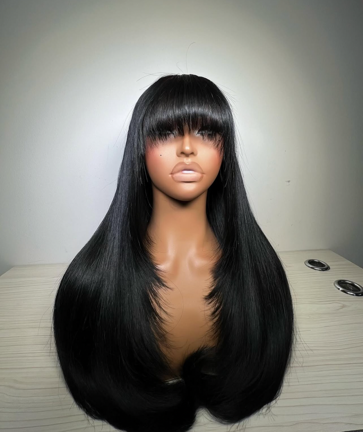 The Front Black Straight Wig