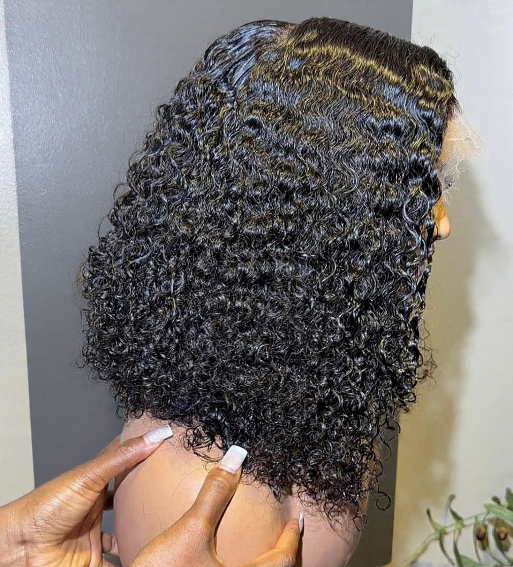 Black Curly Bob 7x7 Lace Frontal wig