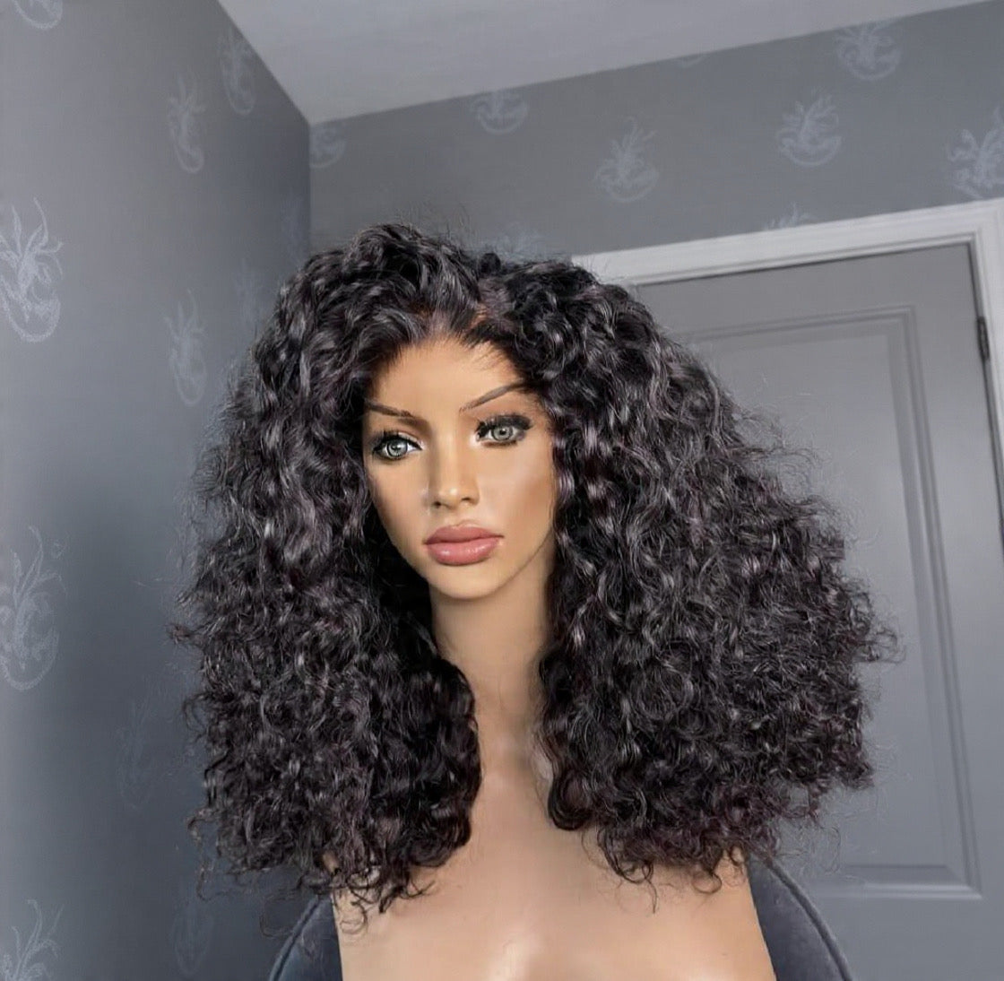 Black Loose Curl 13x4 Lace Frontal wig
