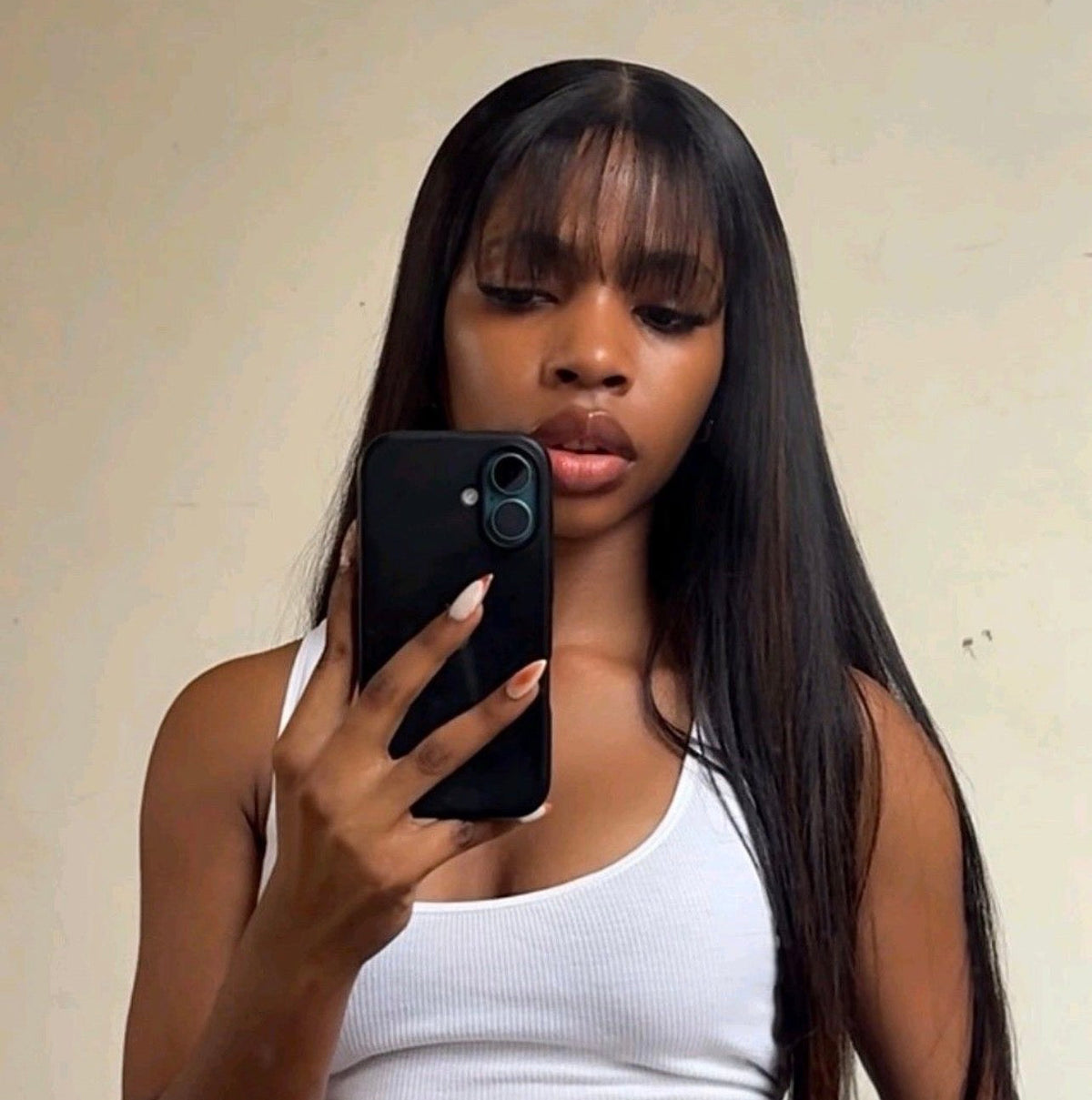 The Front Black Straight Wig